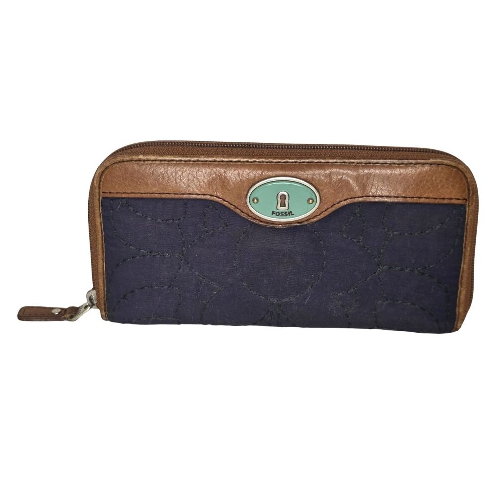 Fossil Women's Navy Quilted Wallet